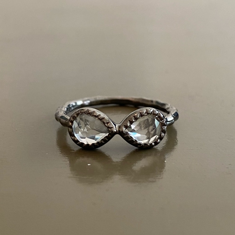 White topaz & Gunmetal ring NWT - Size 6